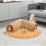 Washable Cat Tunnel Bed 2 in 1 Fun Plush Cat Tunnel Bed Plush Pet Bed with Suspension Balls Cat Hiding House Enclosed Cat Mat