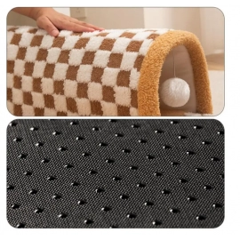 Washable Cat Tunnel Bed 2 in 1 Fun Plush Cat Tunnel Bed Plush Pet Bed with Suspension Balls Cat Hiding House Enclosed Cat Mat