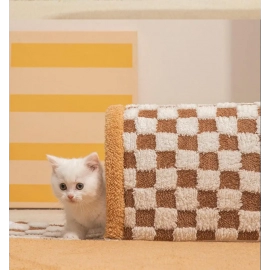 Washable Cat Tunnel Bed 2 in 1 Fun Plush Cat Tunnel Bed Plush Pet Bed with Suspension Balls Cat Hiding House Enclosed Cat Mat