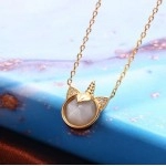 LAMOON Unicorn Necklace Natural Moonstone Necklaces For Women Gemstone Pendant 925 Sterling Silver Chain K Gold Plated NI163