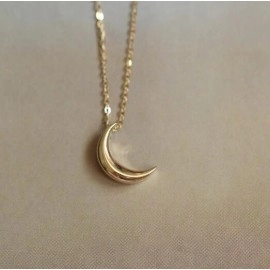 S925 sterling silver plated 14K gold necklace light plate small moon elegant entry Lux all-match k gold pendant necklace