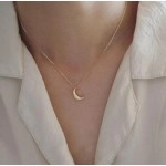 S925 sterling silver plated 14K gold necklace light plate small moon elegant entry Lux all-match k gold pendant necklace
