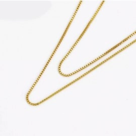 MxGxFam (45cm *1 mm) Small Box Chain Necklaces For Women 24 k Pure Gold Color Gobal Sale Jewelry Fashion Lead and Nickel Free
