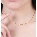 MxGxFam (45cm *1 mm) Small Box Chain Necklaces For Women 24 k Pure Gold Color Gobal Sale Jewelry Fashion Lead and Nickel Free