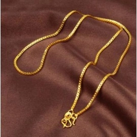 MxGxFam (45cm *1 mm) Small Box Chain Necklaces For Women 24 k Pure Gold Color Gobal Sale Jewelry Fashion Lead and Nickel Free