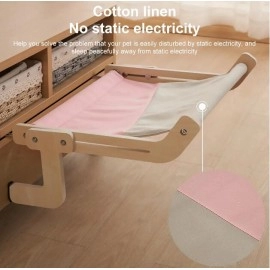 Hanging Pet Cat Bed Sturdy Wooden Hammock Sofa House Washable Removable Cat Window Hammock Sleeping Bed Perch Shelves