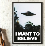 1pc Abstract Canvas Painting Science Fiction Canvas Wall Art I Want To Believe Poster for Living Room Home Decor, No Frame