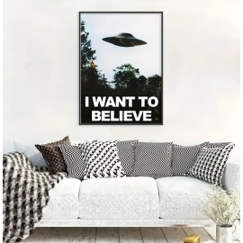 1pc Abstract Canvas Painting Science Fiction Canvas Wall Art I Want To Believe Poster for Living Room Home Decor, No Frame