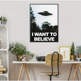 1pc Abstract Canvas Painting Science Fiction Canvas Wall Art I Want To Believe Poster for Living Room Home Decor, No Frame