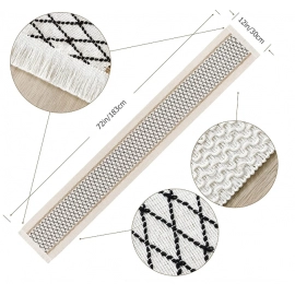 72 Inch Table Runner with Tassels Cotton Linen Bohemian Rustic Farmhouse Table Cloth for Dining Room Wedding Holiday