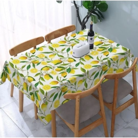 Summer Lemon Fruits Floral Rectangle Tablecloth Holiday Party Decorations Reusable Waterproof Tablecloths Kitchen Table Decor